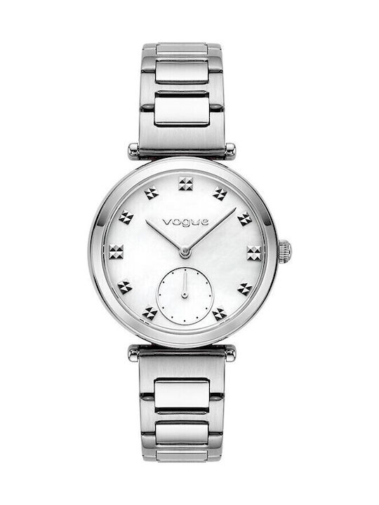 Vogue Damenuhr 35mm Batterie mit Silber Rostfreier Stahl Armband