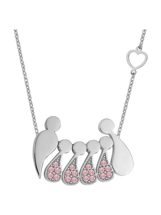 Verorama Familien Halskette aus Silber Rosa