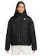 Sportswear Women's Short Puffer Jacket for Spring or Autumn Black