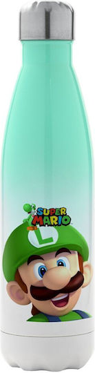Koupakoupa Super Mario Luigi Ανακυκλώσιμο Μπουκάλι Θερμός Ανοξείδωτο BPA Free 500ml Πράσινο