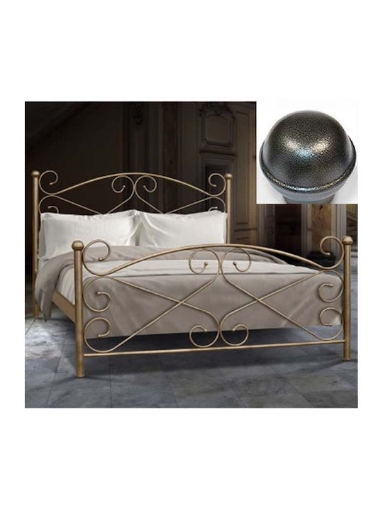 Rose Bed Single Metal Gray for Mattress 90x200cm
