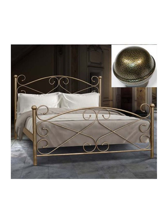 Rose Bed Single Metal Golden Grain for Mattress 90x200cm