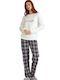 Harmony Winter Damen Pyjama-Set Baumwolle Weiß