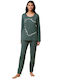 Triumph Winter Damen Pyjama-Set Grün Sets Pk 03 Lsl X