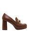Mourtzi Leather Tabac Brown Heels
