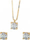 Mertzios.gr Set mit Halskette & Ohrringe aus Gold 14K mit Steinen