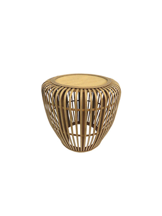 Round Side Table made of Bamboo Beige L43xW43xH46cm