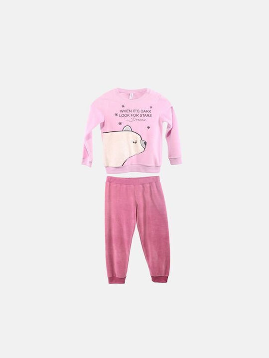 Dreams Kinder Schlafanzug Winter Samt Rosa