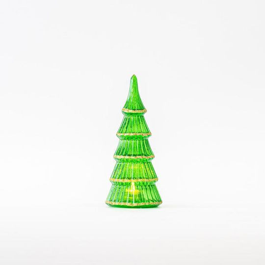Christmas Decorative Illuminated Glass Tree 8.5cm IP20 Battery Green