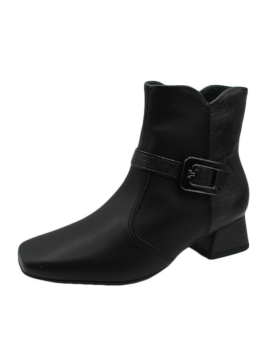 Leder Stiefeletten Damen Schwarz