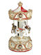 Inart Christmas Illuminated Decorative Carousel Beige with Music and Movement 17x10x10cm.