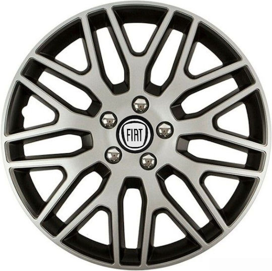 Versaco Car Hubcap Set Dakar Nc with Fiat Emblem 15" 4pcs Silver