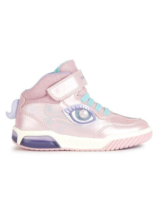 Geox Παιδικά Sneakers J Inek Ανατομικά με Φωτάκια Ροζ
