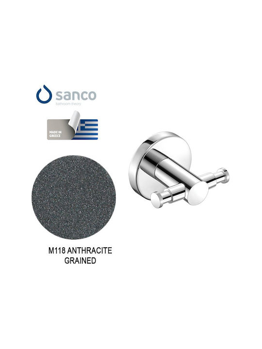 Sanco Ergon Double Wall-Mounted Bathroom Hook Gray