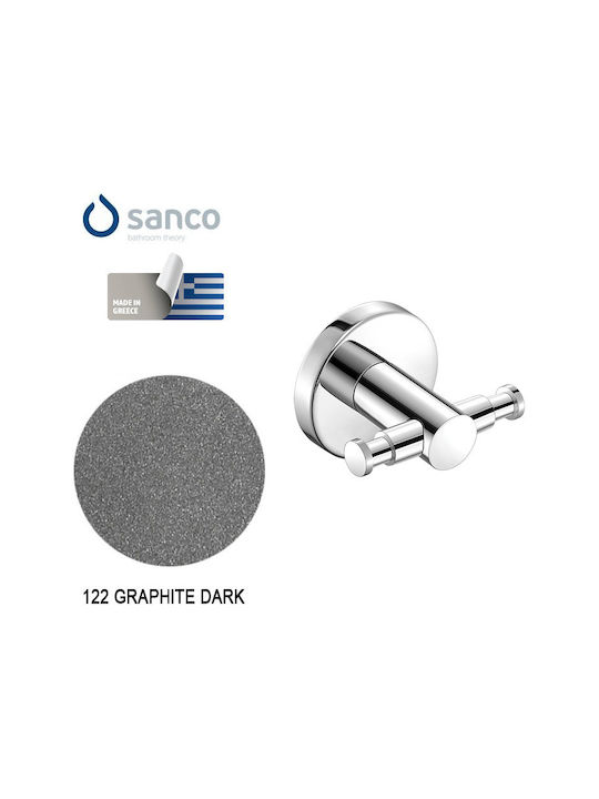 Sanco Bathroom Hook Double with Screws 7x5cm Gray