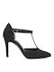 Exe Suede Black Heels with Strap