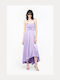 Quantico Summer Maxi Evening Satin Purple Dress