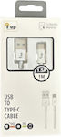iUP USB 2.0 Cable USB-C male - USB-A male Λευκό 1m