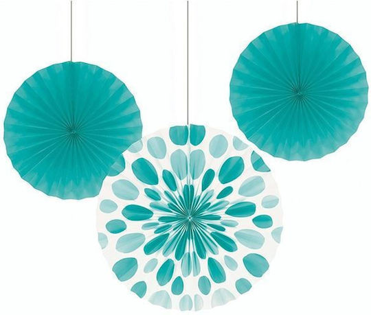 Creative Converting Paper Hanging Ornament for Party in Turquoise Color 3 Pieces