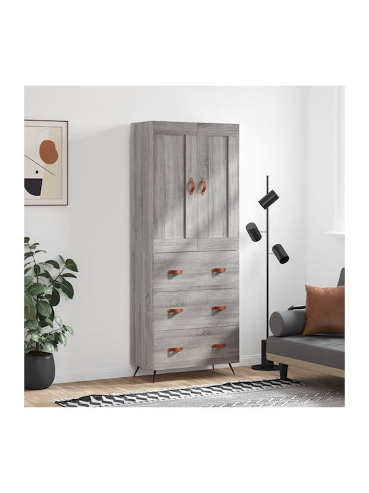 Grey Bookcase 69.5x34x180cm
