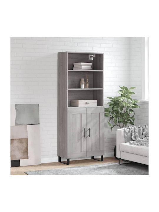 Grey Bookcase 69.5x34x180cm