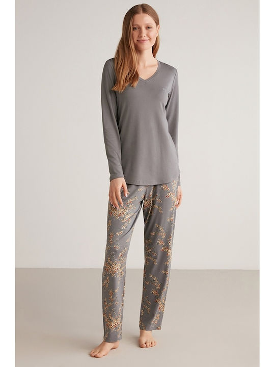 Penye Mood Winter Damen Pyjama-Set Gray