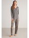 Penye Mood Winter Damen Pyjama-Set Gray