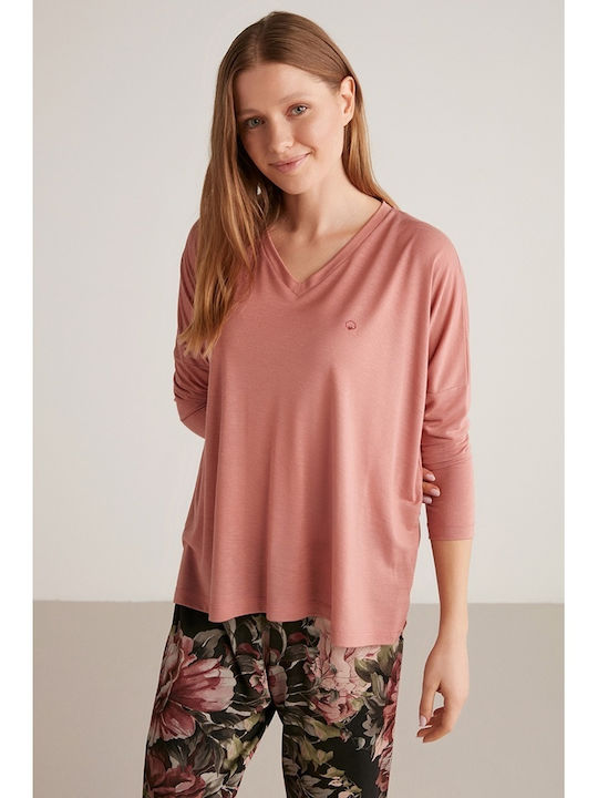 Penye Mood Winter Damen Pyjama-Set Rosa