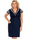 Donna Winter Damen Nachthemd Blau