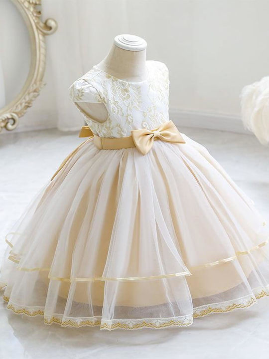 TakTakBaby Mädchen Kleid Tüll Kurzärmelig Gold