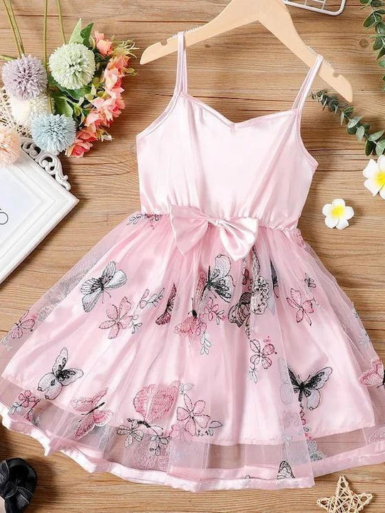 TakTakBaby Mädchen Kleid Tüll Ärmellos Rosa