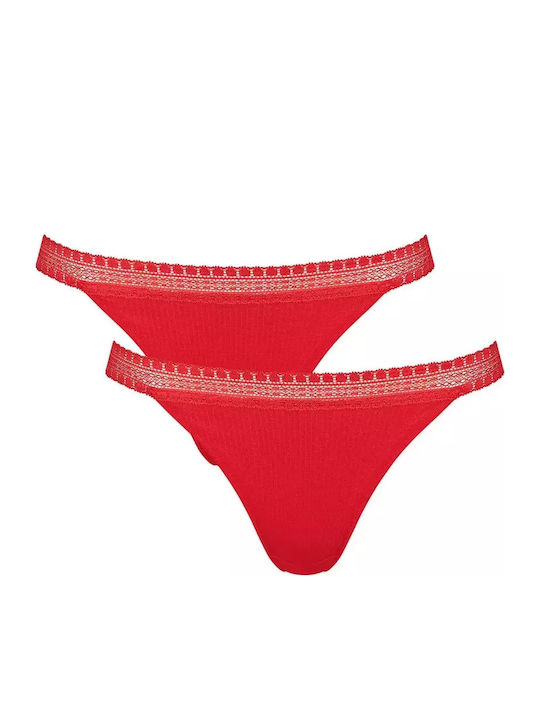 Sloggi Go Ribbed H Tanga Βαμβακερά Femei Slip 2...