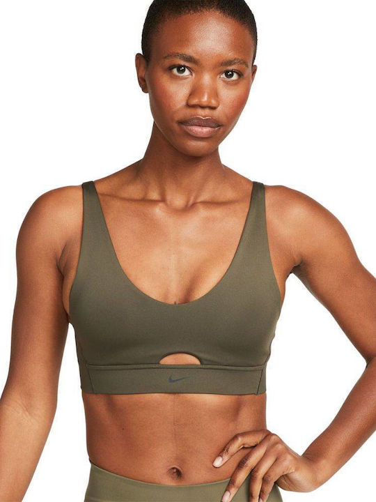 Nike Dri-Fit Indy Γυναικείο Μπουστάκι Χακί με Ε...