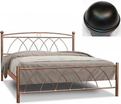 Μύκονος Double Bed Metallic without Slats Black 150x200cm