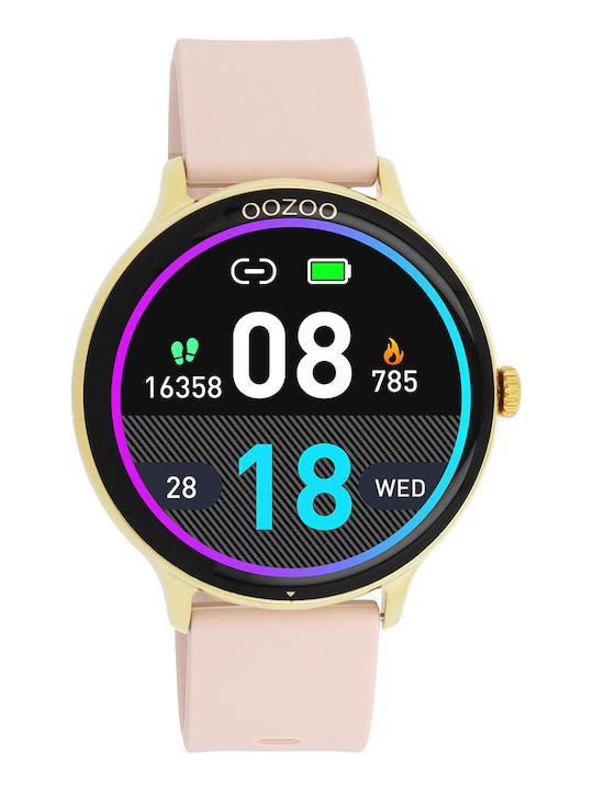 Oozoo Q00131 45mm Smartwatch με Παλμογράφο (Ροζ Χρυσό)