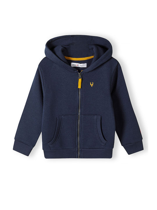 Minoti Hooded Sweatshirt with Zipper Blue -NAVY