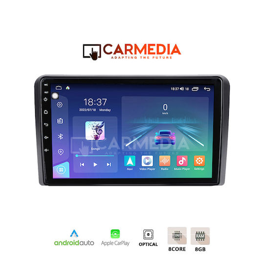 Carmedia Автомобилна Аудио Система (Блутут/USB/WiFi/GPS/Apple-Carplay/Android-Auto) с Тъчскрийн 9"