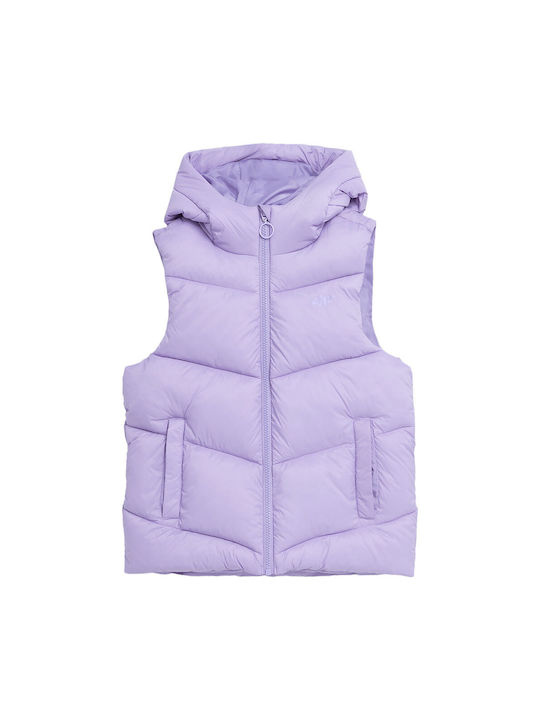 4F Casual Jacket Purple Sleeveless with Ηood