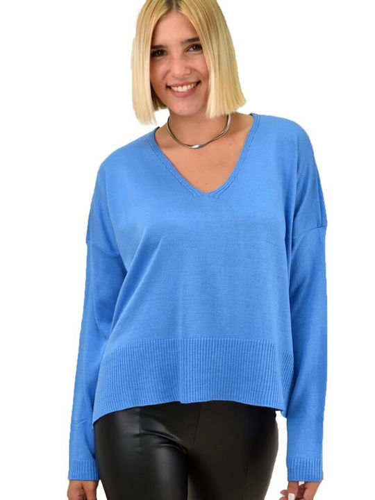 Potre Women's Long Sleeve Sweater Blue