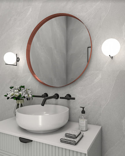 Round Bathroom Mirror Led Touch made of Metal 80x80cm Orange