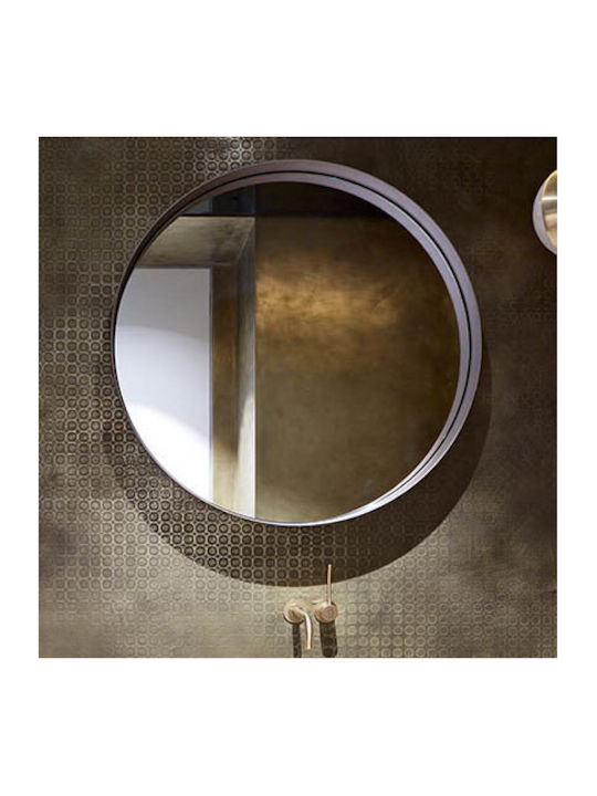 Στρογγυλός Καθρέπτης Μπάνιου από Ανοξείδωτο Ατσάλι 80x80cm Ασημί