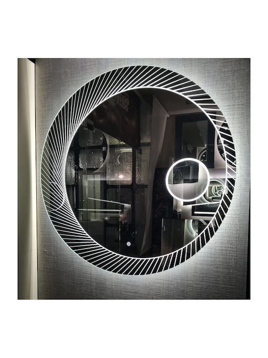 Magnifying Round Bathroom Mirror Led Touch 90x90cm Multicolored