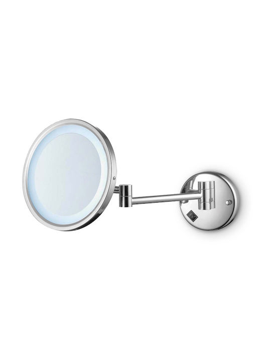 Luminor Round Bathroom Mirror Led made of Metal 21.5x21.5cm Silver