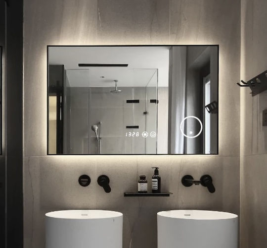 My Smart Mirror 80x100 Правоъгълен Огледало За Баня Touch с Bluetooth 100x80см