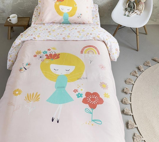 Nima Bettwäsche-Set Einzel Baumwolle Fairy Love Rosa 170x255cm 2Stück