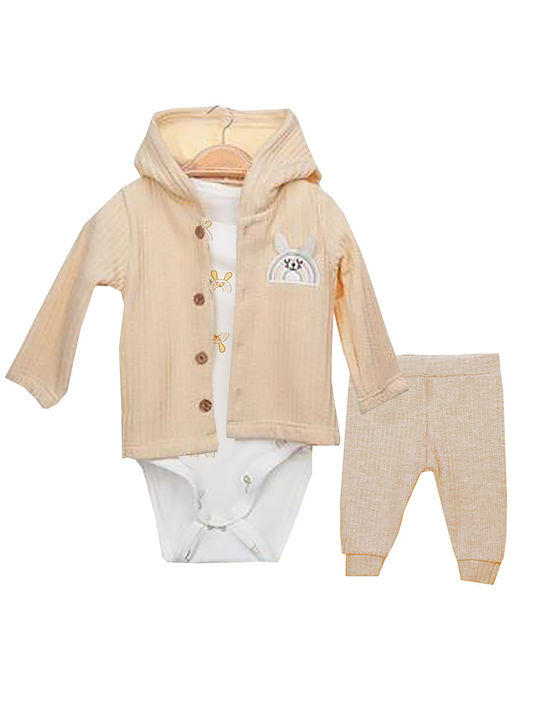 Mother Baby Baby Bodysuit Set with Pants Beige