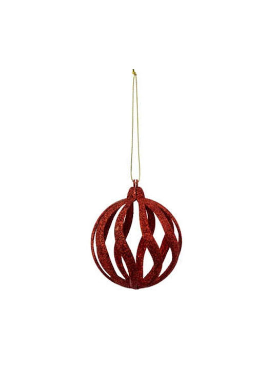 Hanging Ball Ornament Plastic Red