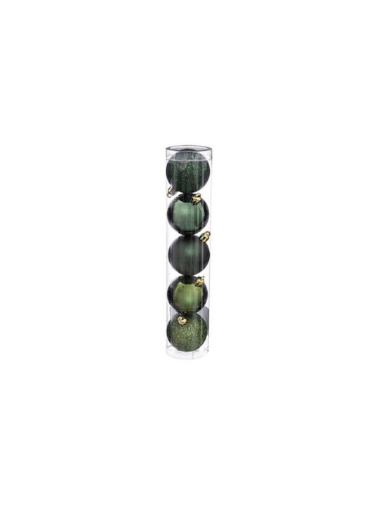 Ornament suspendat Glob Plastic Verde Set 5buc