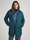 Pepe Jeans Women's Long Puffer Jacket for Spring or Autumn Green.