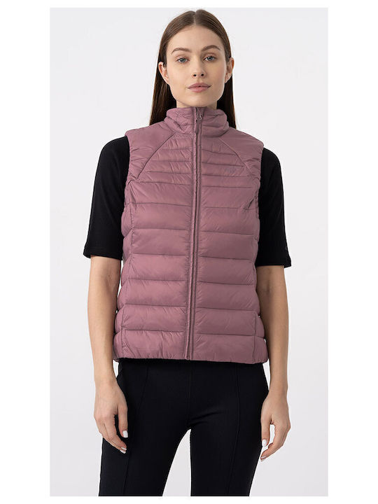Kurz Damen Ärmellos Puffer Jacke Pink
